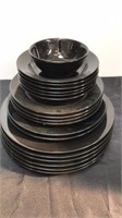 Black plates with one bowl