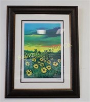 David Najar Lithograph Sunflowers at Dusk