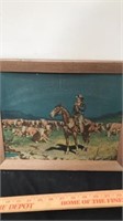 13”x16” frames cow boy picture  see pic for