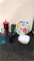 CoKe cola  glasses to go cups floral plates and