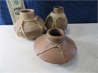 Lot (3) Clay SouthWest Pottery 5" Vases Decor