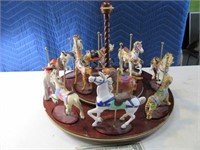 12pc Porcelain Horse Carousel SET Neat