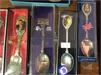 Collector spoons w/ display rack