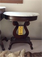 (2) Small round marble toped table