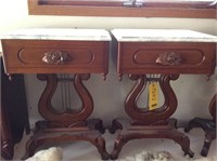 (2) Marble top end tables