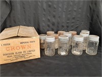 Dozen Crown Jars w/Lids & Original Crown Box