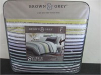 NEW 8PCE FULL BED SET-BROWN & GRAY HOME DEPOT