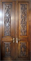 Pair of Antique highly Carved Mahogany  Doors