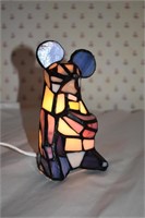 STAINED GLASS LIGHT UP MOUSE LAMP 6 1/2"H