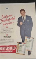 Chesterfield cigarette advertising.