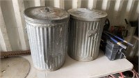2 Galvanized Garbage Cans With LIds