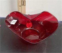 Red glass dish.
