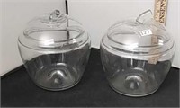 Pair of Glass Apple Candy Jars