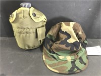 Canteen and Camo Hat