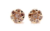 Cognac diamond and 18ct rose gold stud earrings