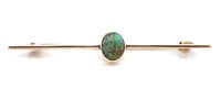 Antique turquoise and 9ct rose gold bar brooch
