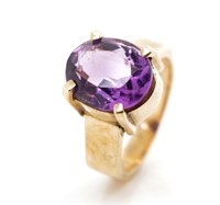 9ct yellow gold & amethyst cocktail ring