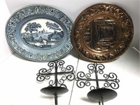 Vintage Tin Plates and Candle Holders