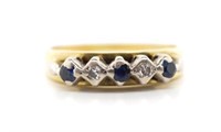 Sapphire and diamond set 18ct yellow gold ring