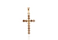 Cognac diamond and 18ct rose gold cross