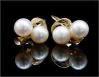Mikimoto pearl and 14ct yellow gold ear clips