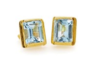 Blue topaz and 9ct yellow gold stud earrings