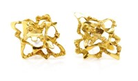 18ct yellow gold Brutualist ear clips