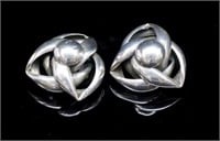 Pair of Sterling silver Modernist knot earrings