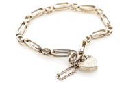 Sterling silver gatelink bracelet and heart