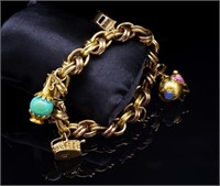 18ct yellow gold bracelet and gold charms