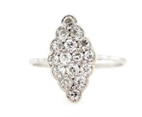 Art Deco diamond cluster navette ring