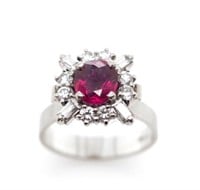 Ruby and diamond set 18ct white gold ring