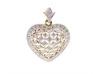 Diamond set heart 9ct two tone gold pendant