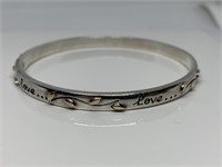 STERLING SILVER & 14K GOLD BANGLE BRACELET