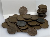 QTY 1 "ROLL" 50 UNSEARCHED WHEAT PENNIES