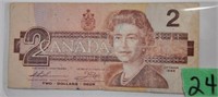 1986 Canada two dollar bill