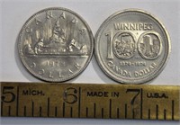 1972, 1974 Canada one dollar coins