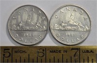 2 1985 Canada one dollar coins