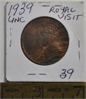 1939 Royal Visit  metal medallion