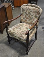 Vintage wood/upholstered accent chair