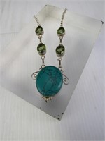 Sterling Silver, Turquoise, & Green Stone +