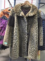 Vintage faux leopard/fringe jacket - size unknown