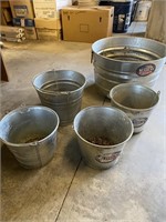 Galvanized wash tub and buckets