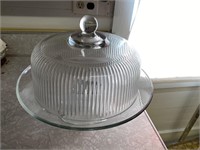 Glass cake stand and lid