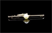 9mm pearl and 9ct rose gold bar brooch