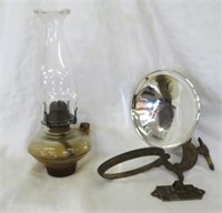 Oil lamp with wall mount & reflector