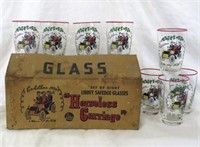Libbey "Horseless Carriage" 8 glasses-vintage bo