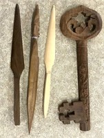 3 letter openers. Carved key wall hanging