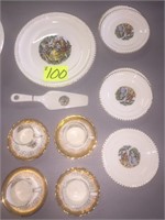 Cake plate, server, plates, cup & saucers George &