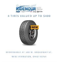 4 Tires from Ridenour Auto up to $400